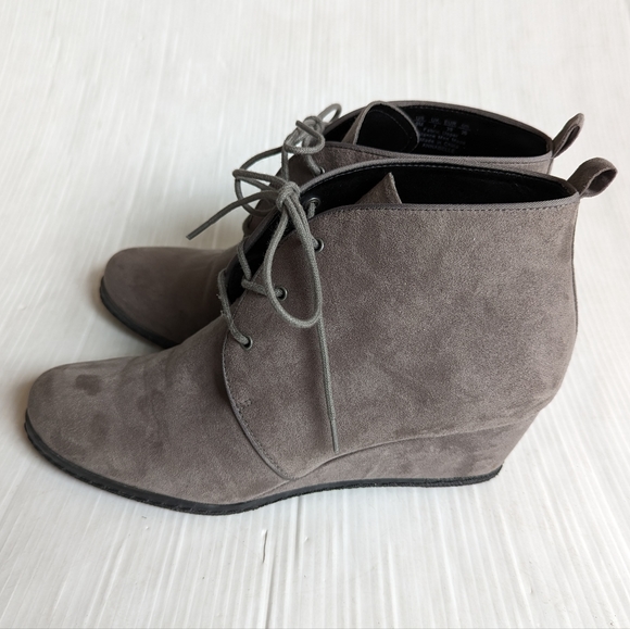 FRANCO SARTO Annabelle gray suede oxford wedge ankle booties - Picture 9 of 12